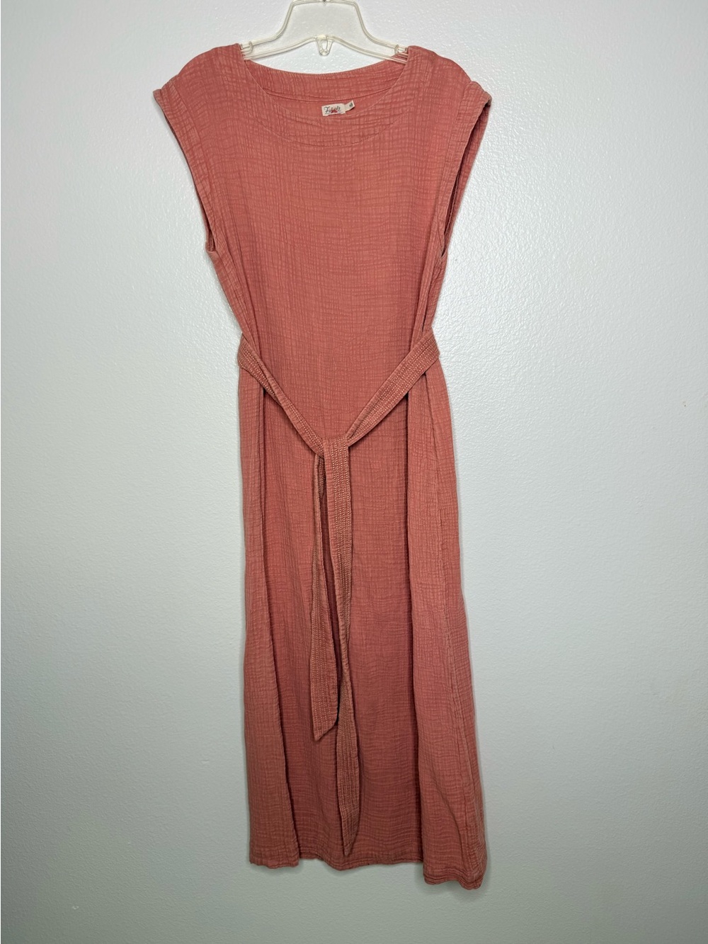 FAHERTY Mauve Organic Cotton Midi Belted Dress M